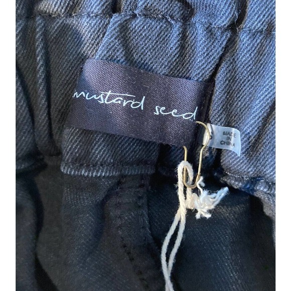 NWT Mustard Seed Stripe Side Denim Skirt Size Small Women’s Black Tie Waist - Picture 3 of 7